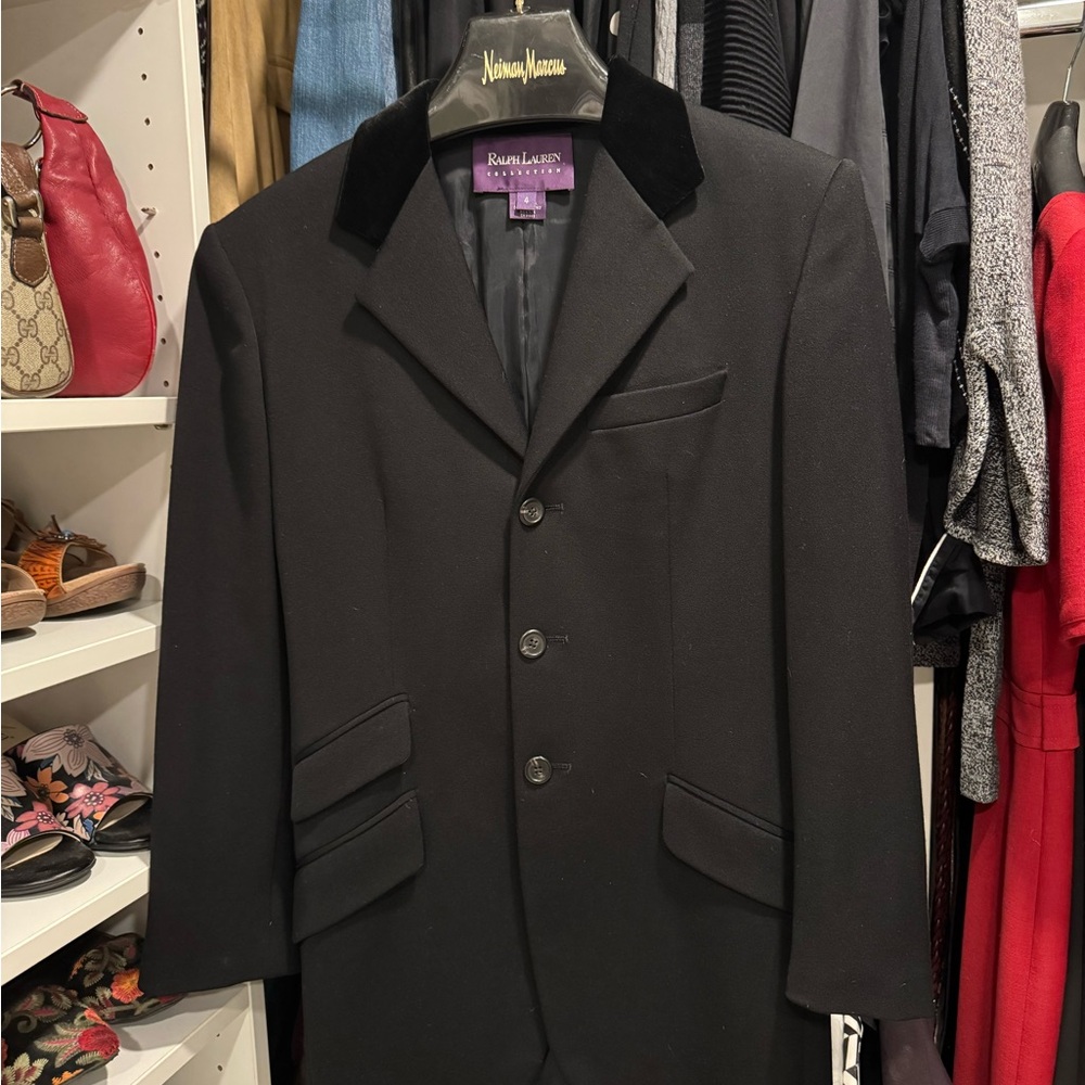 Vintage Ralph Lauren Purple Label Collection Black Wool Blazer